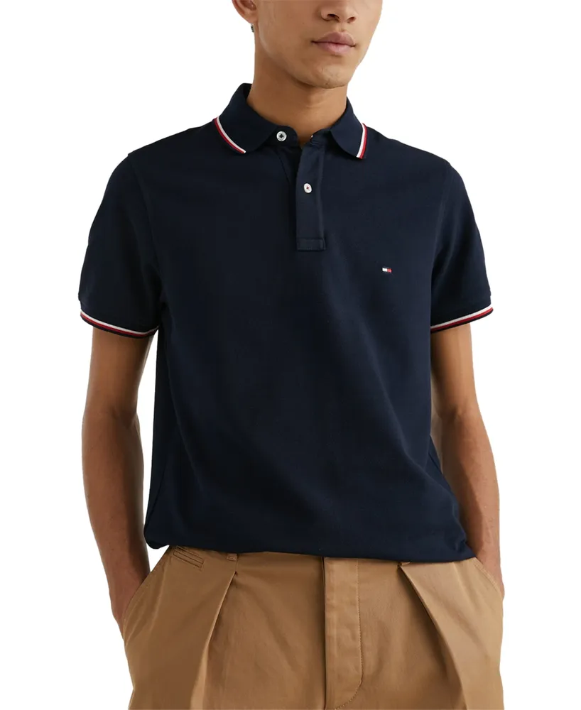 Tommy Hilfiger Men\'s Tipped Slim Fit Short Sleeve Polo Shirt | MainPlace  Mall