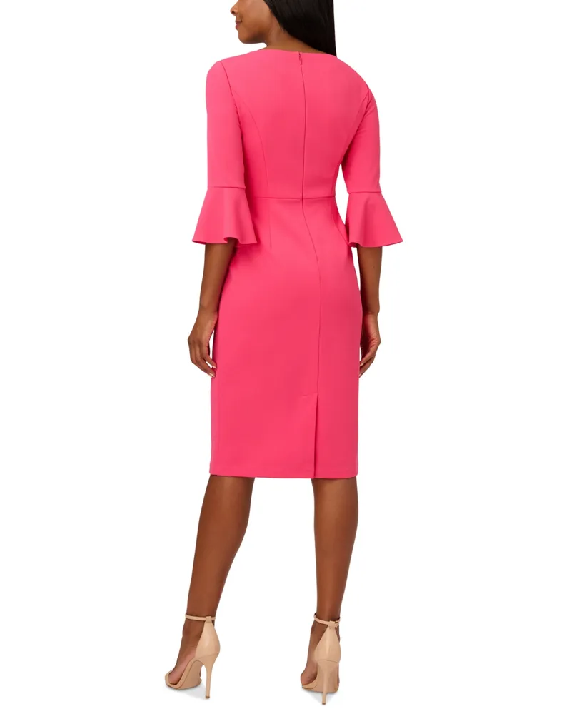 Adrianna Papell Women's Tie-Front Bell-Sleeve Midi Dress