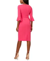 Adrianna Papell Women's Tie-Front Bell-Sleeve Midi Dress