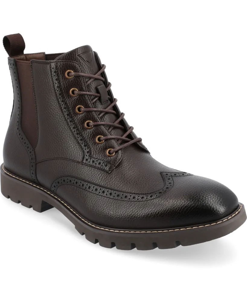 Vance Co. Men's Bowman Tru Comfort Foam Wingtip Lace-Up Ankle Boots