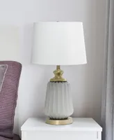 All The Rages 25" Classic Fluted Ceramic and Metal Table Lamp with White Fabric Shade for Bedside Desk Foyer End table Dresser Dining Room