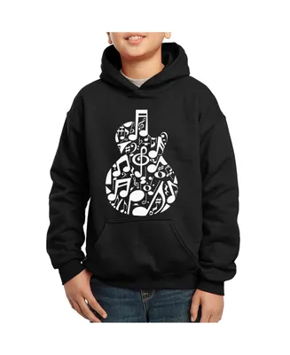 Music Notes Guitar - Child Boy's Word Art Hooded Sweatshirt