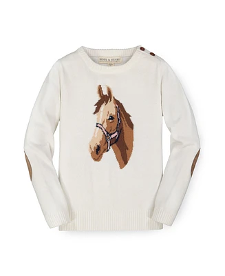Hope & Henry Girls Horse Intarsia Pullover Sweater