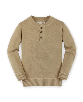 Hope & Henry Boys' Organic Cotton Long Sleeve Henley Pullover Sweater, Infant