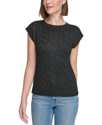 Calvin Klein Jeans Women's Cable-Knit Metallic Sweater Vest
