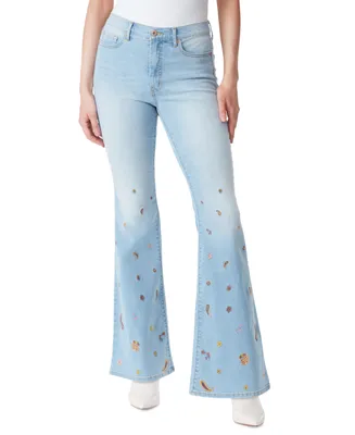Jessica Simpson Women's Charmed Embroidered Flare-Leg Denim Jeans