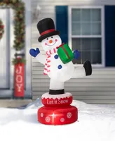 Glitzhome 6' Lighted Inflatable Rotating Snowman Decor