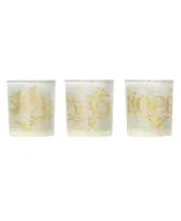 Glitzhome Set of 3 Nativity Glass Votive or Pillar Candle Holders