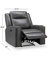 Abbyson Living Rhodes 37.5" Top-Grain Leather Manual Recliner