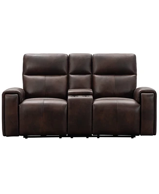 Keegan 77" Leather Power Reclining Console with Power Headrests Loveseat