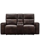 Keegan 77" Leather Power Reclining Console with Power Headrests Loveseat