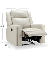 Abbyson Living Rhodes 37.5" Top-Grain Leather Manual Recliner