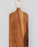 Jeanne Fitz Wood Plus White Collection Acacia Wood Rectangle Charcuterie Board