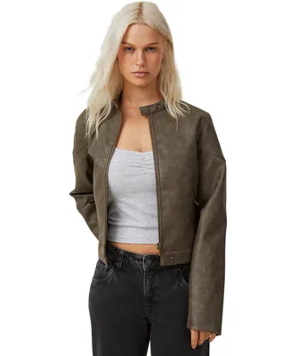 Cotton On Women's Faux Leather Moto Jacket