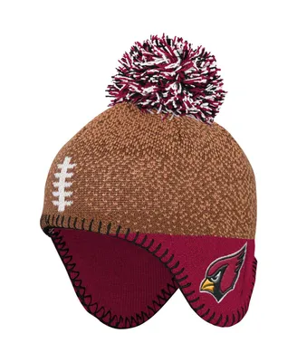 Preschool Boys and Girls Brown, Cardinal Arizona Cardinals Football Head Knit Hat with Pom