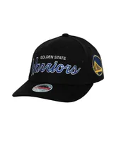 Men's Mitchell & Ness Black Golden State Warriors Mvp Team Script 2.0 Stretch-Snapback Hat