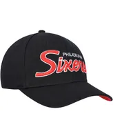 Men's Mitchell & Ness Black Philadelphia 76ers Mvp Team Script 2.0 Stretch-Snapback Hat