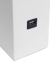 Lalia Home Lexington 21" Leather Base Modern Decor Bedside Table Lamp with Usb Charging Port