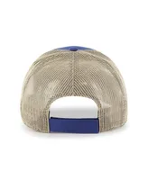 Men's '47 Brand Royal, Natural New York Giants Rawhide Trucker Adjustable Hat