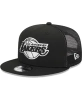 Men's New Era Black Los Angeles Lakers Evergreen 9FIFTY Trucker Snapback Hat