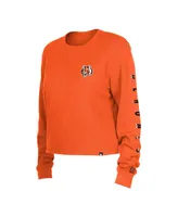 Women's New Era Orange Cincinnati Bengals Thermal Crop Long Sleeve T-shirt