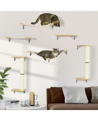 PawHut Unique Cat Tree Made From Cat Shelves with 8 Levels for More Height, Wall