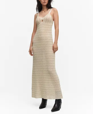 Mango Women's Crochet Long Dress