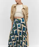 Mango Women's Printed Pleated Skirt