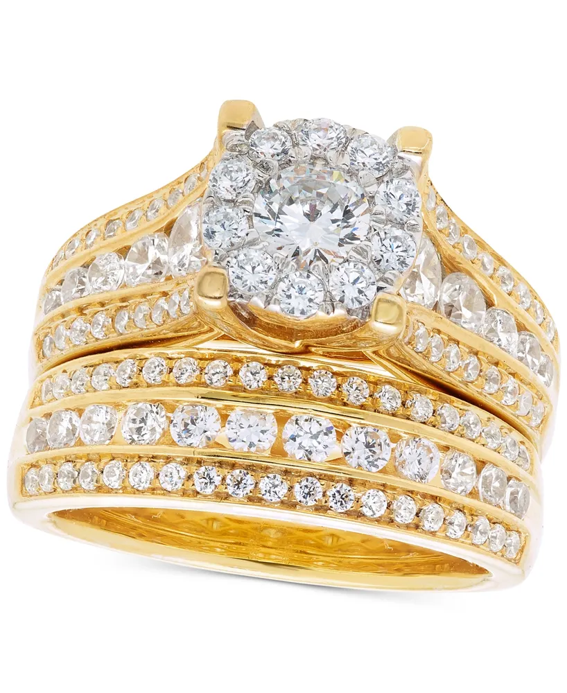 Diamond Multirow Halo Bridal Set (2 ct. t.w.) in 14k Gold