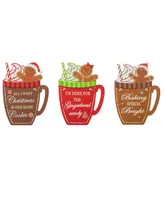 Glitzhome Set of 3 8" H Christmas Wooden Gingerbread Man Mug Table Decor