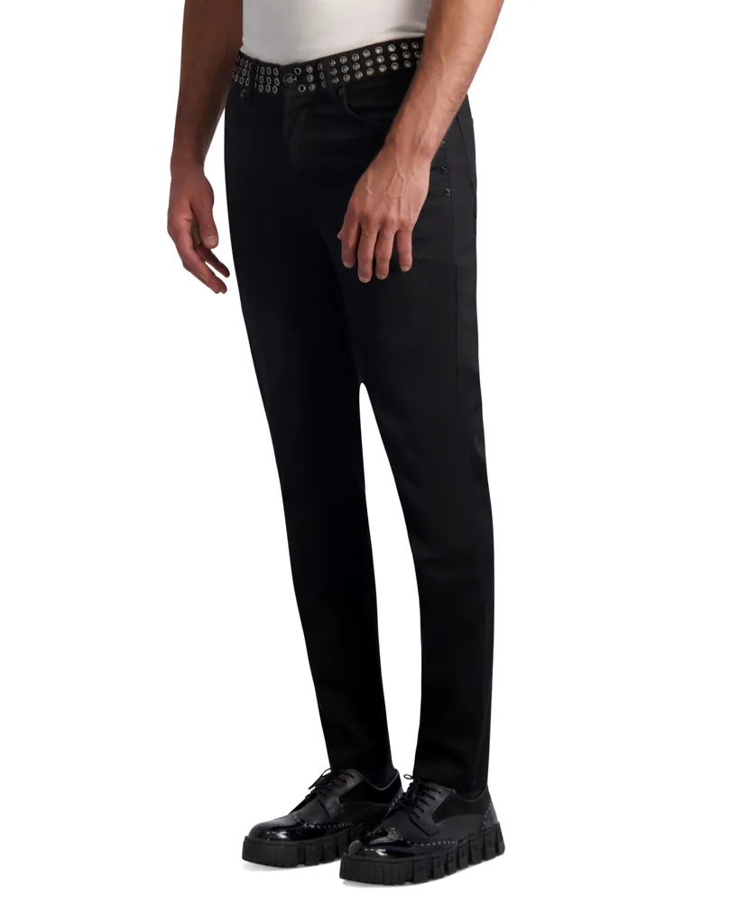 Karl Lagerfeld Paris White Label Men's Slim Fit Studded Black Jeans