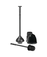 mDesign Hidden Plunger and Brush Set for Bathroom Toilet - 2 Pack, Black