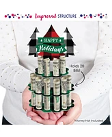 Big Dot of Happiness Holiday Plaid Trees - Diy Buffalo Plaid Christmas Party Money Holder - Cash Cake