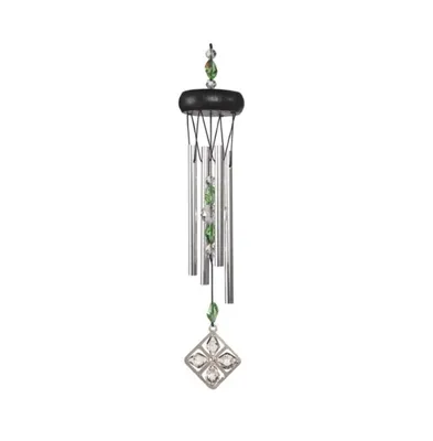 Fc Design 15" Long Green Wooden Top Gem Wind Chime Home Decor Perfect Gift for House Warming, Holidays and Birthdays