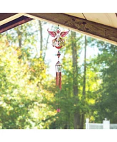 23" Long Red Angel Copper and Gem Wind Chime