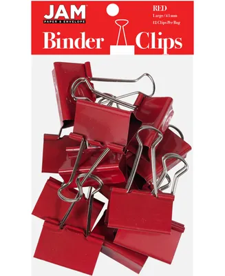 Jam Paper Colorful Binder Clips - Large - 1.5" 41 Millimeter - Binder Clips - 12 Per Pack