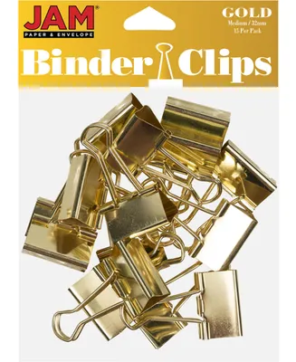 Jam Paper Colorful Binder Clips - Medium - 1.25", 32 Millimeter - Binder clips - 15 Per Pack