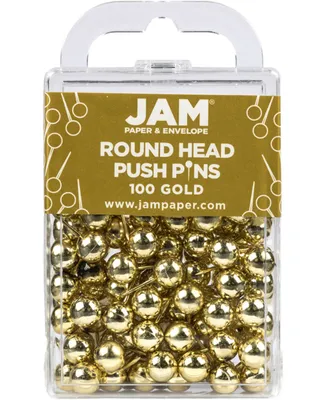 Jam Paper Colorful Push Pins - Round Head Map Thumb Tacks - Pushpins - 100 Per Pack