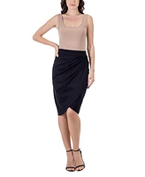 24seven Comfort Apparel Women's Elastic Waist Knee Length Pencil Skirt