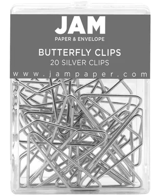 Jam Paper Colorful Butterfly Clips - Paper Clamps - 20 Per Pack