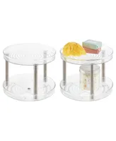 mDesign Spinning 2-Tier Lazy Susan Turntable Storage Tower - 2 Pack - Clear