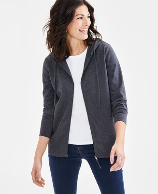 Style & Co Women's Zip-Front Hooded Sweatshirt, Created for Macy's