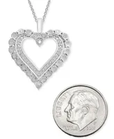 Diamond Open Heart 18" Pendant Necklace (1/4 ct. t.w.) in Sterling Silver, Created for Macy's