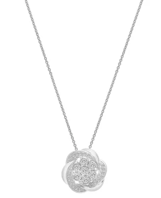 Diamond Flower 18" Pendant Necklace (1/4 ct. t.w.) in Sterling Silver, Created for Macy's