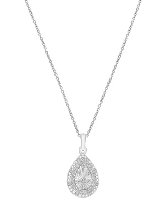 Diamond Teardrop 18" Pendant Necklace (1/4 ct. t.w.) in Sterling Silver, Created for Macy's