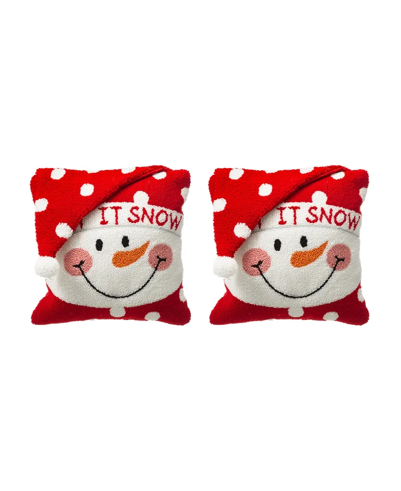 Glitzhome 2 Pack Hooked 3D Snowman Pillow