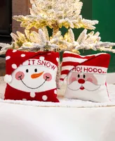 Glitzhome Set of 2 Hooked 3D Santa and Snowman Pillow