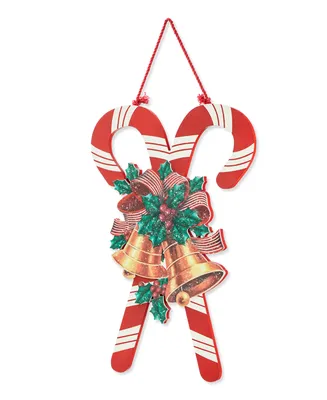 Glitzhome 20" H Wooden Christmas Candy Cane Wall Decor