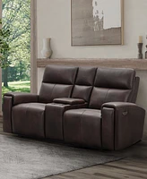 Keegan 77" Leather Power Reclining Console with Power Headrests Loveseat