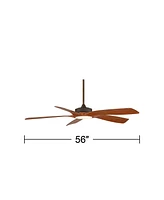 56" Mach 5 Modern Tropical Coastal Indoor Outdoor Ceiling Fan with Led Light Remote Control Oil-Rubbed Bronze Damp Rated Dimmable Patio Exterior